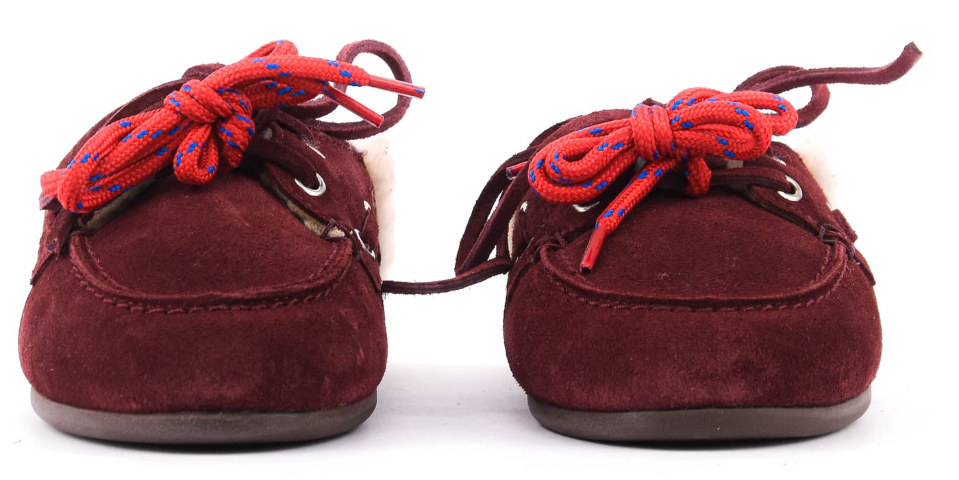 Boat Loafer Mule Fur Burgundy