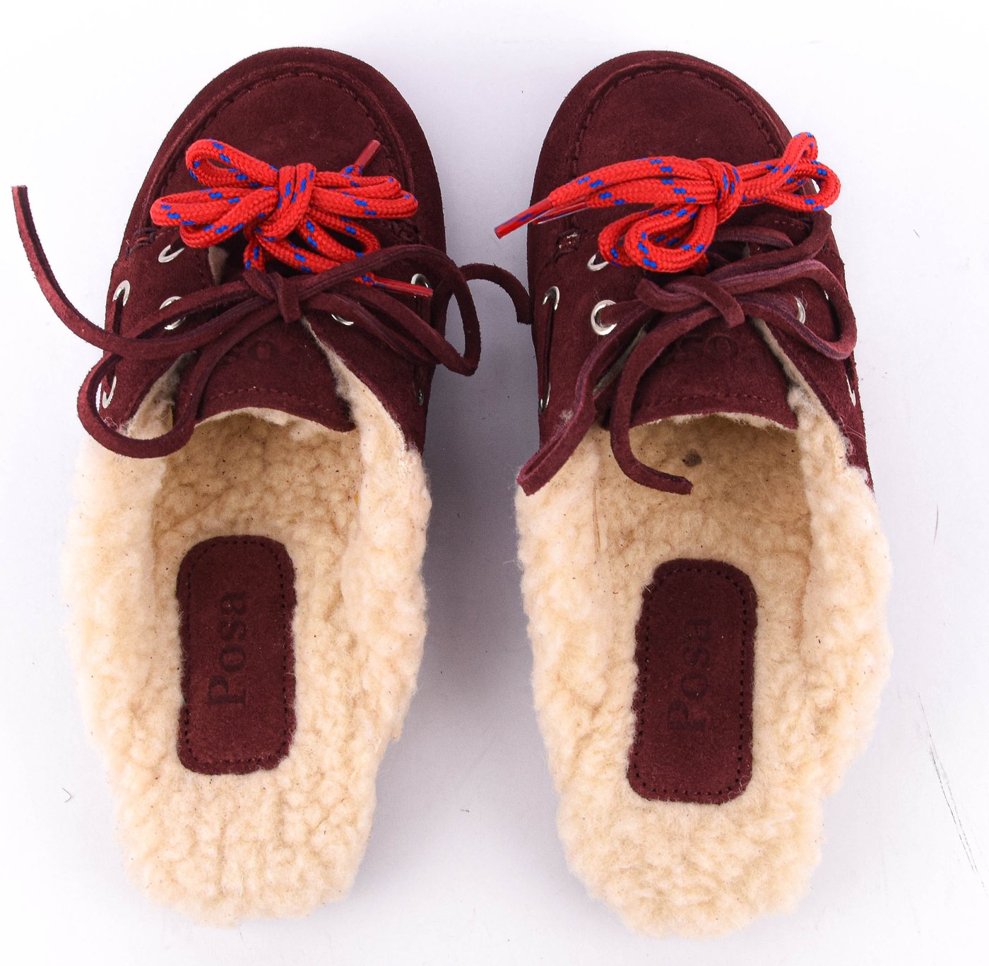 Boat Loafer Mule Fur Burgundy