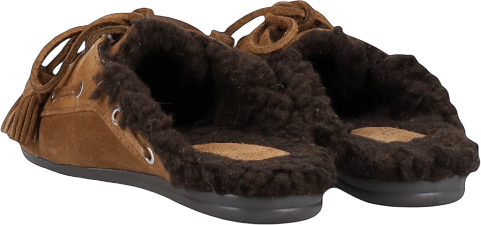 BOAT LOAFERS MULE FUR BEADS