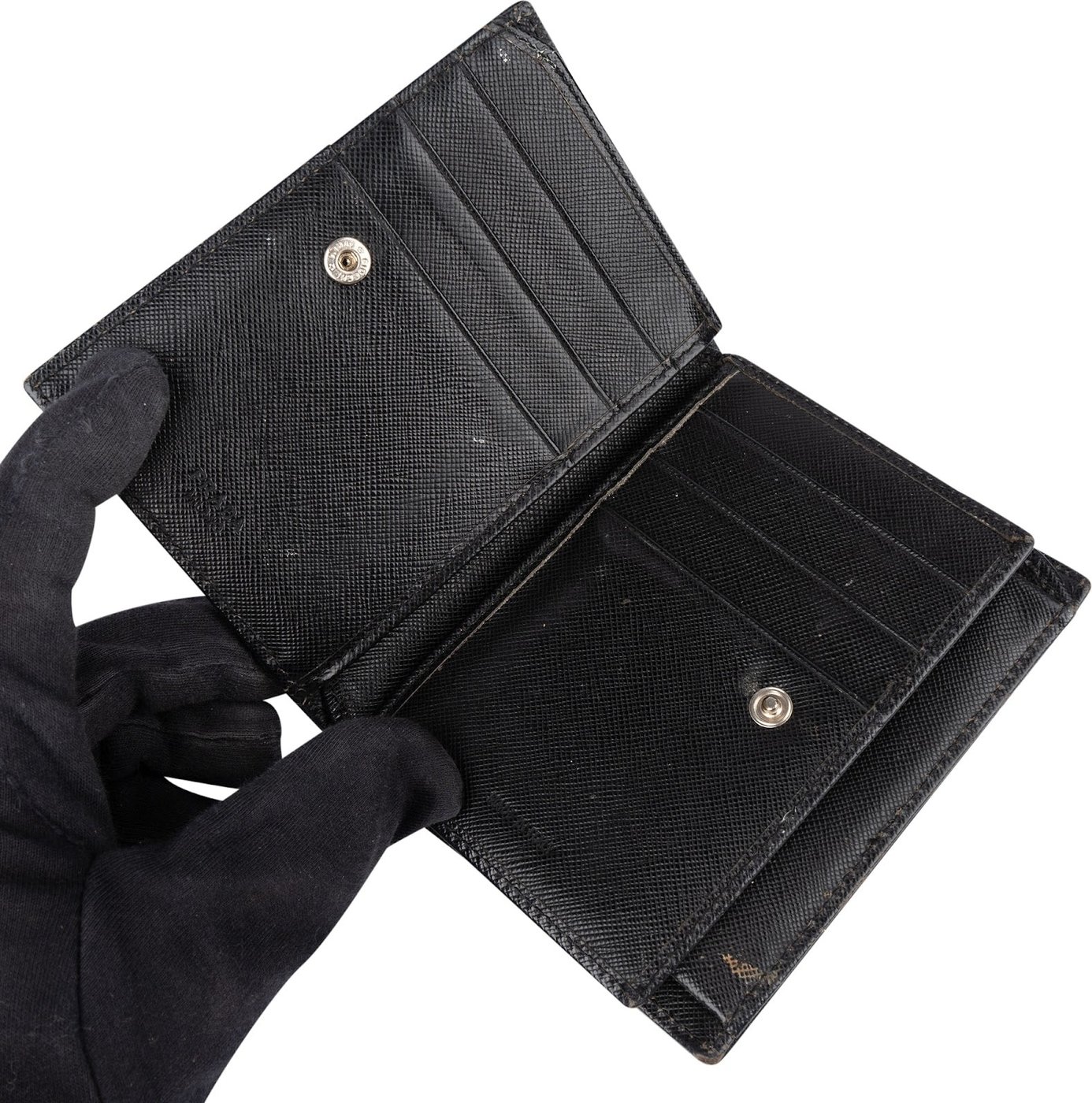 Prada Tessuto Triangle Bifold Wallet