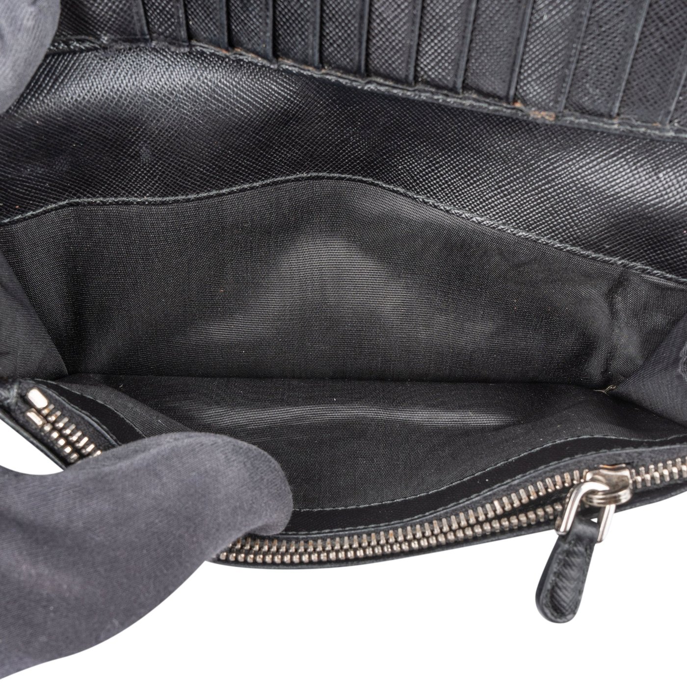 Prada Saffiano Leather Triangel Continental Wallet