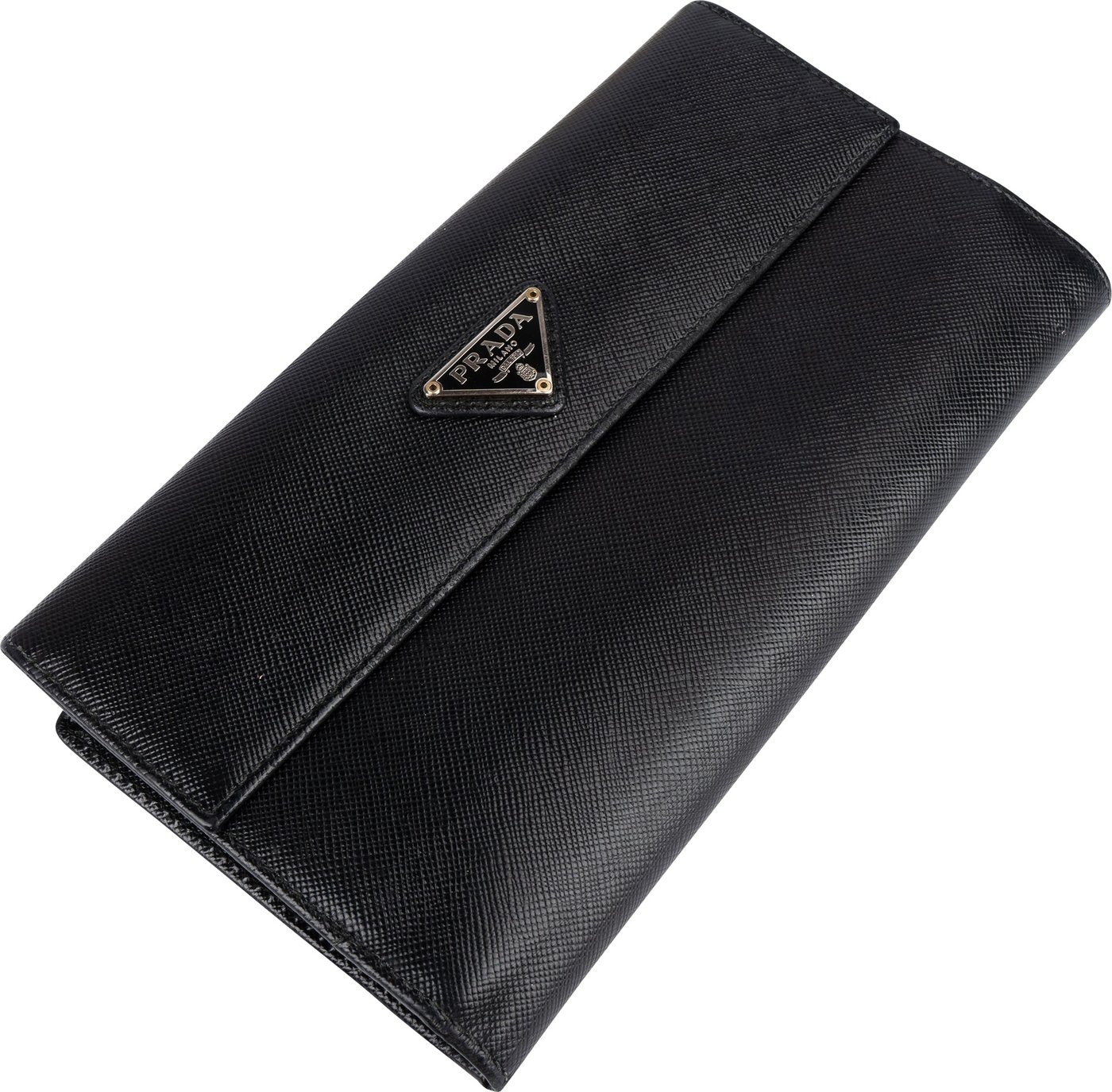 Prada Saffiano Leather Triangel Continental Wallet