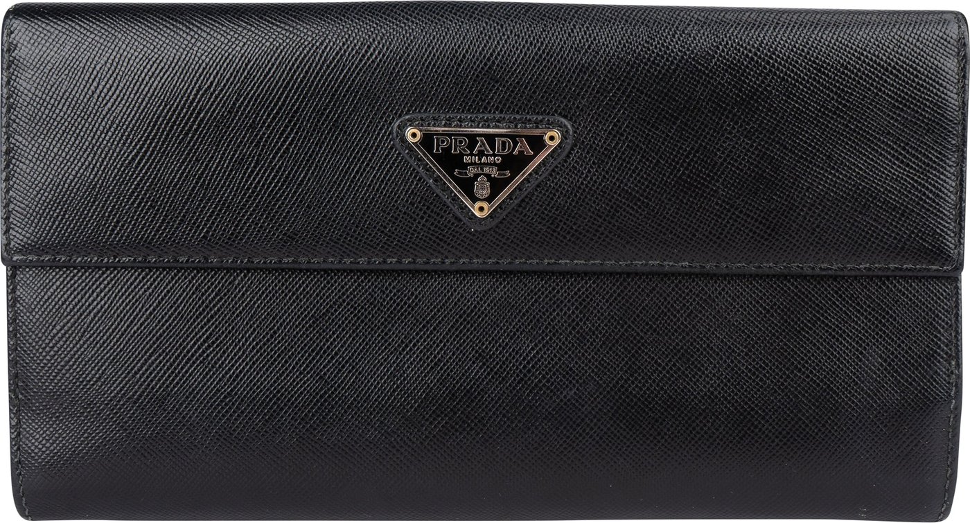 Prada Saffiano Leather Triangel Continental Wallet