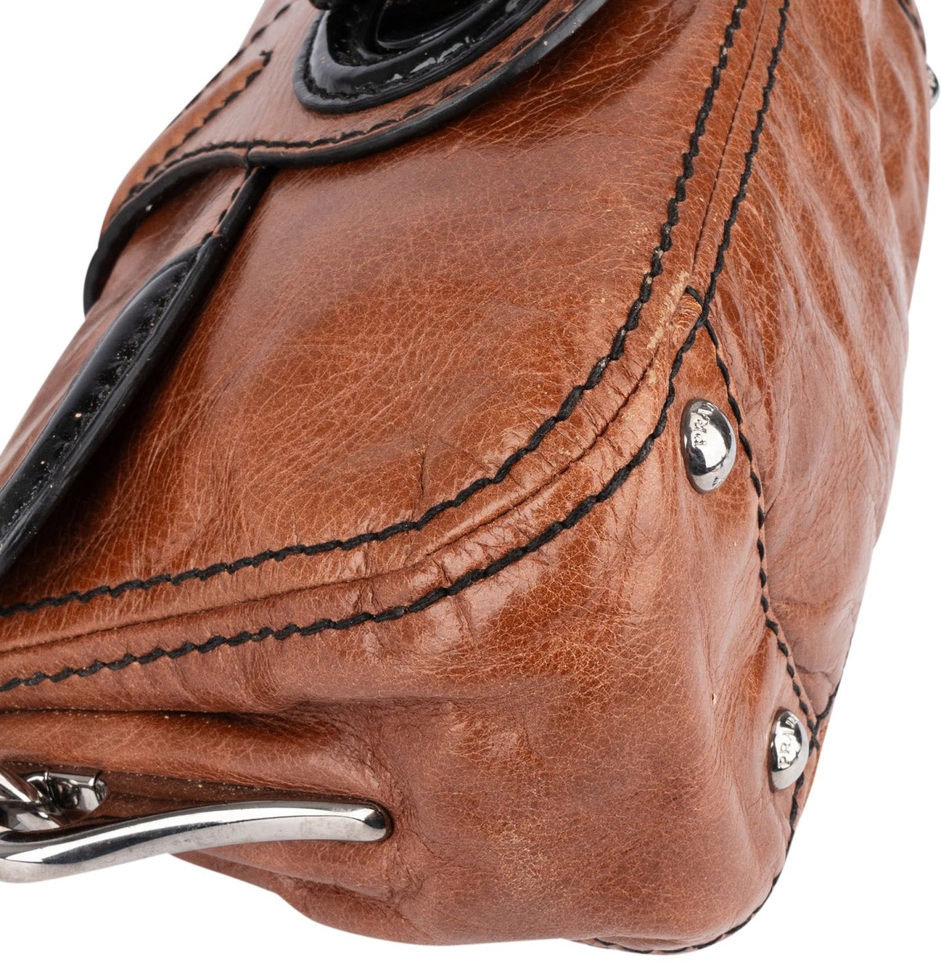 Prada Vitello Antic Chain Shoulder Bag