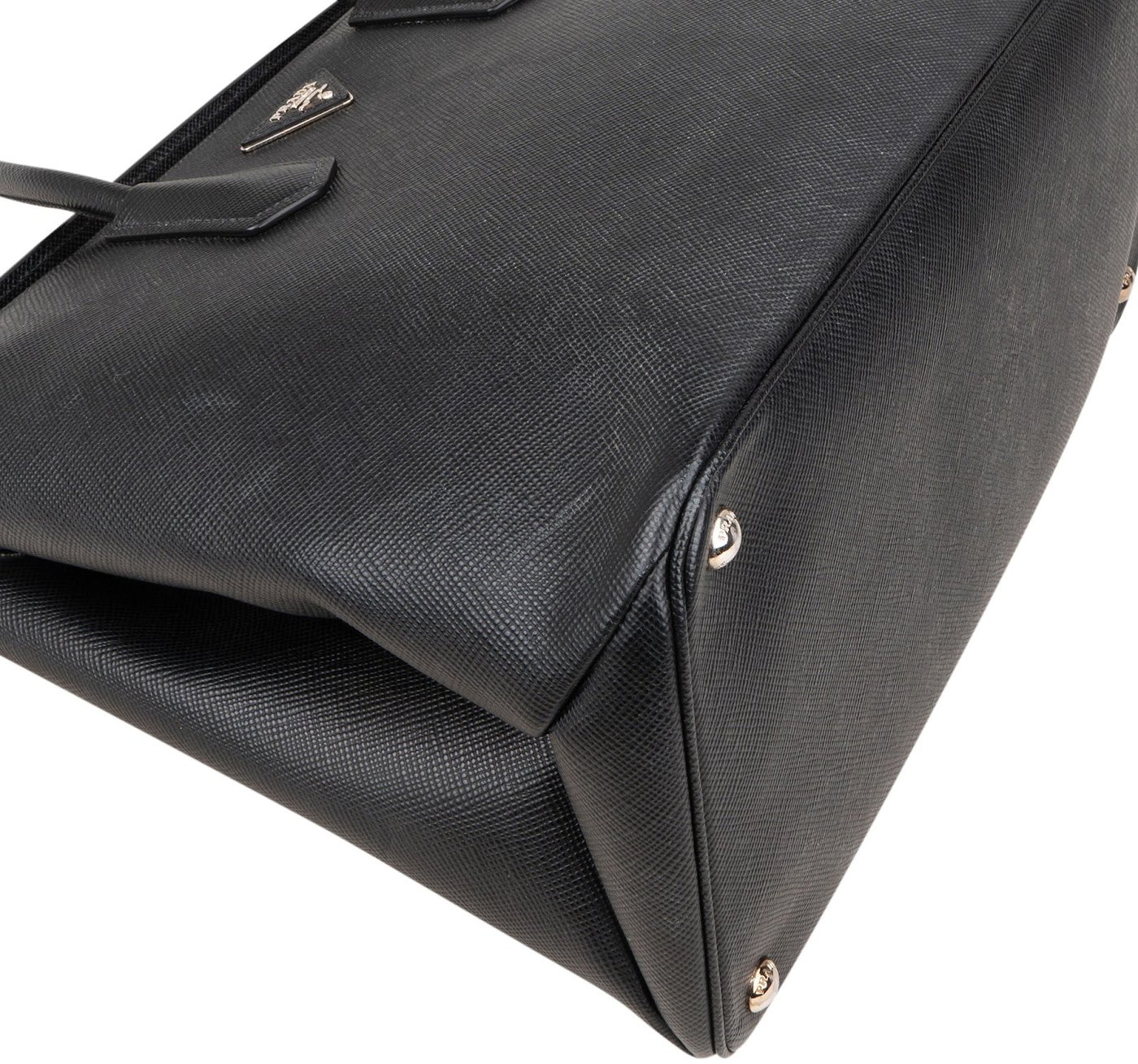 Prada Black Saffiano Leather Lux Turnlock Double Handbag