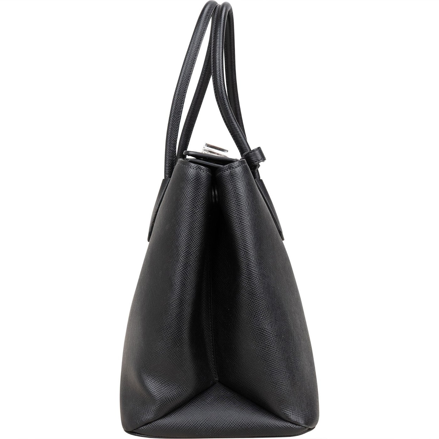 Prada Black Saffiano Leather Lux Turnlock Double Handbag