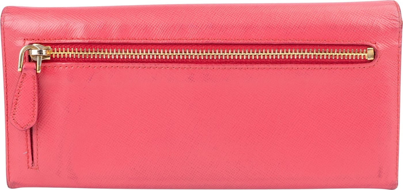 Prada Pink Saffiano Continental Wallet
