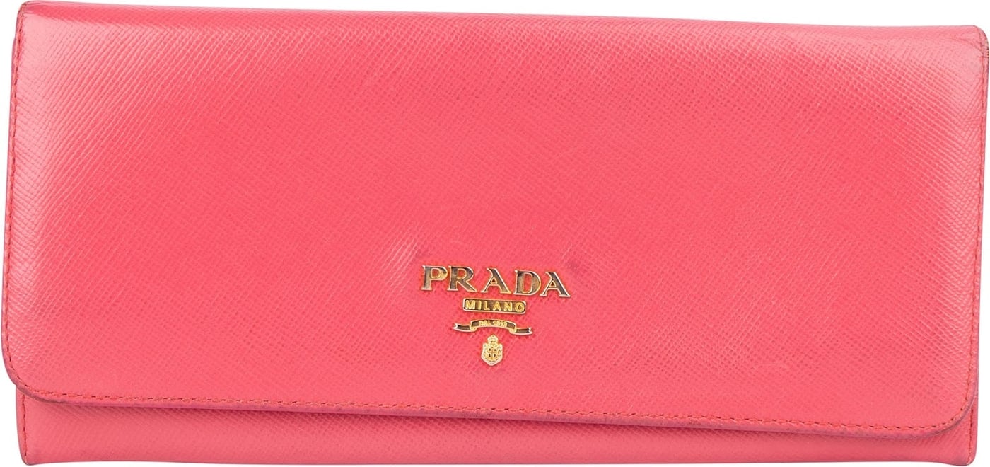 Prada Pink Saffiano Continental Wallet