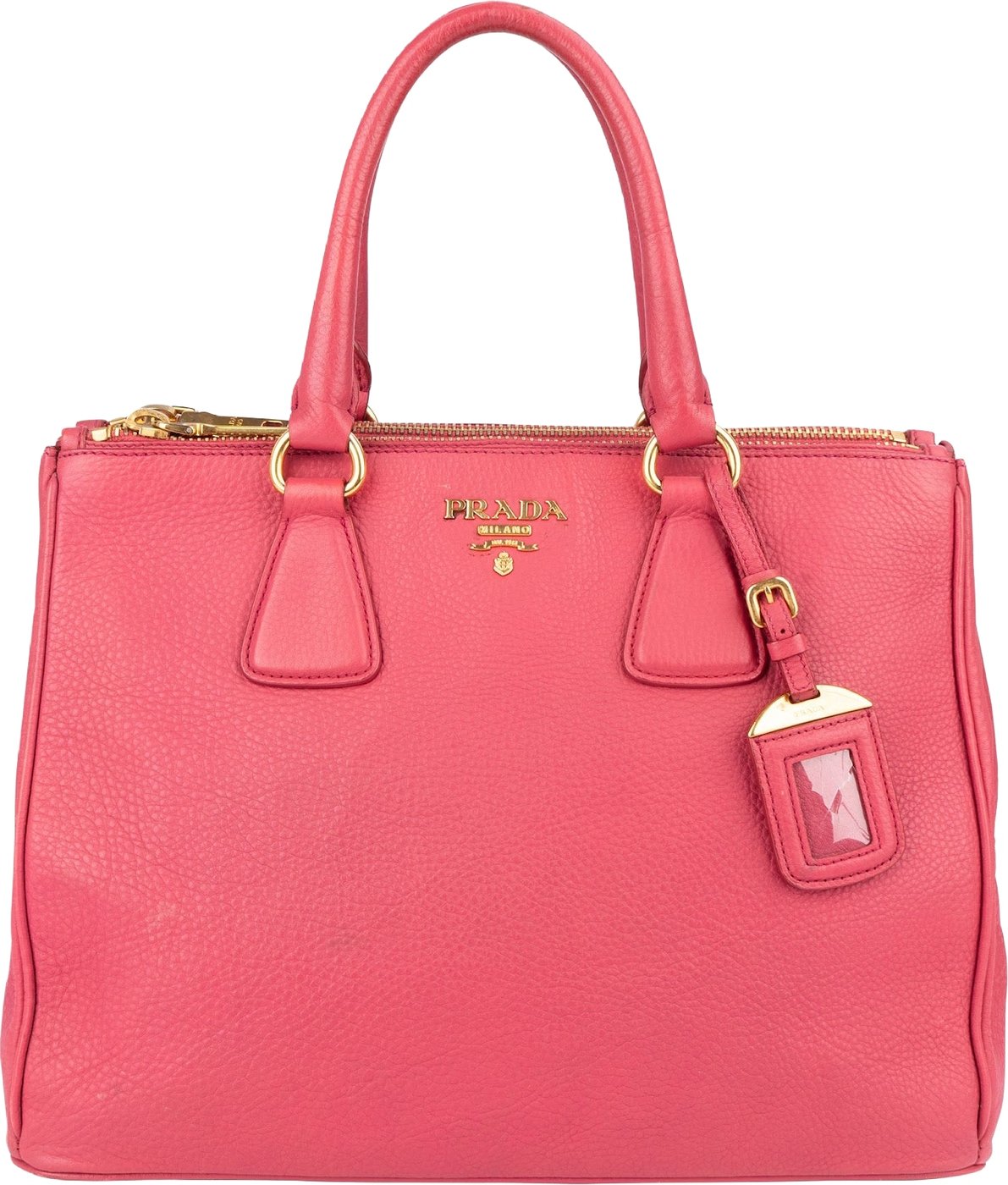 Prada Pink Leather Galleria Double Zip Tote Handbag