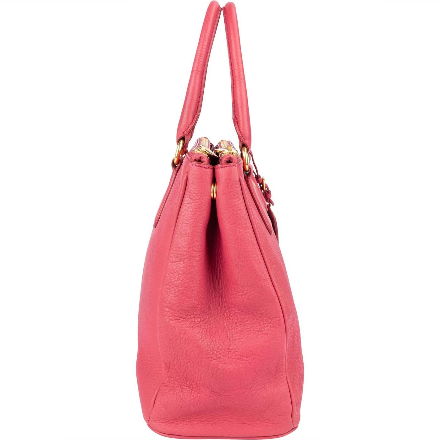 Prada Pink Leather Galleria Double Zip Tote Handbag