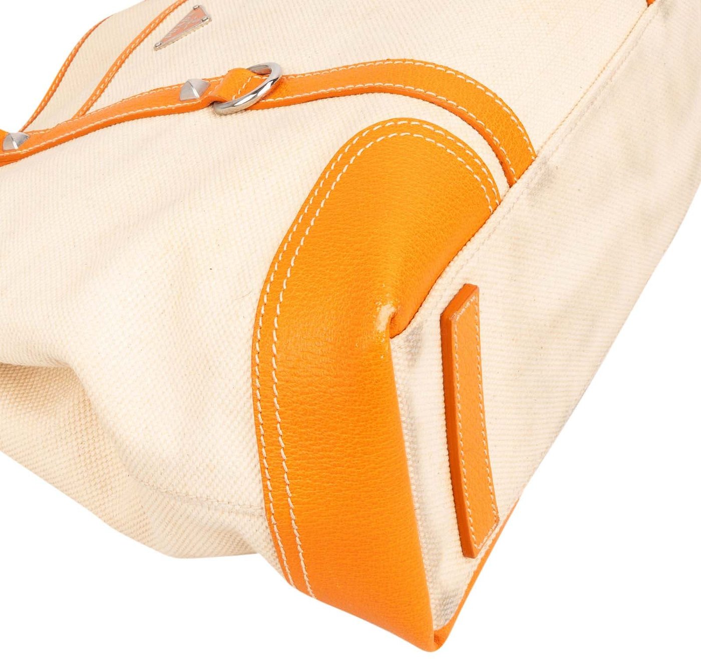 Prada Canvas and Leather Triangle Shoulder Bag