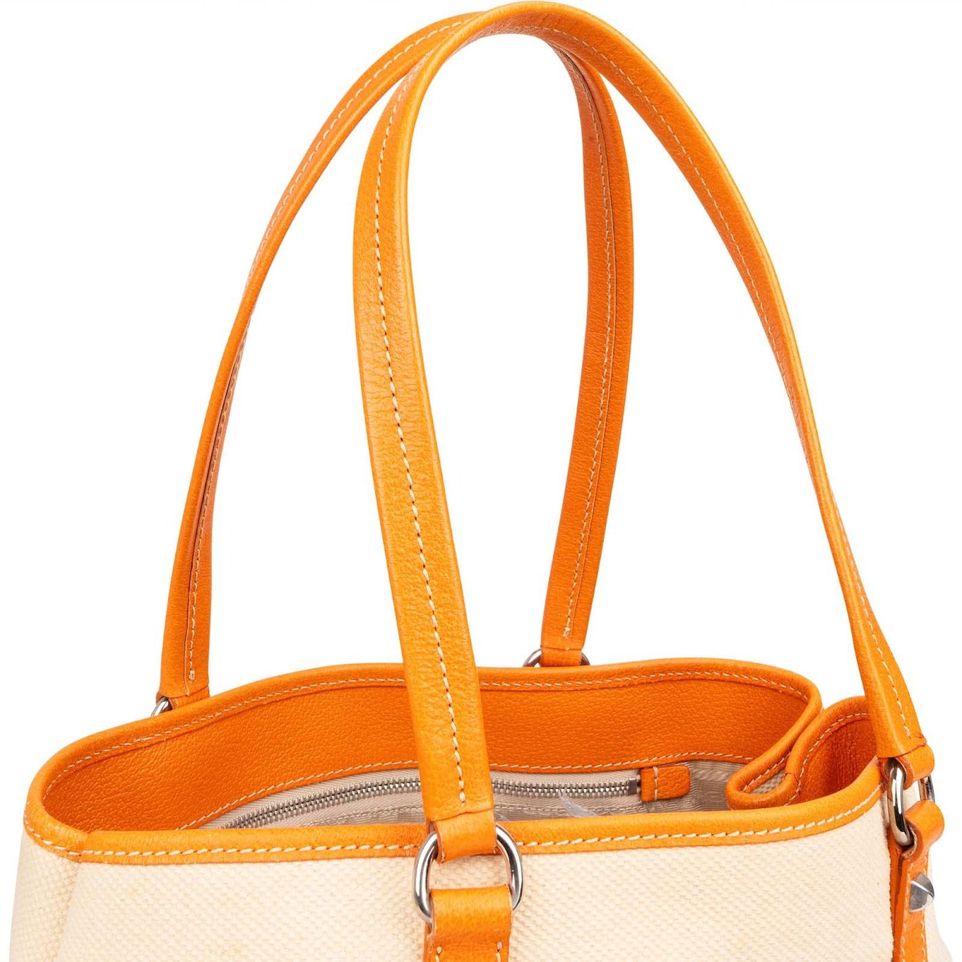 Prada Canvas and Leather Triangle Shoulder Bag