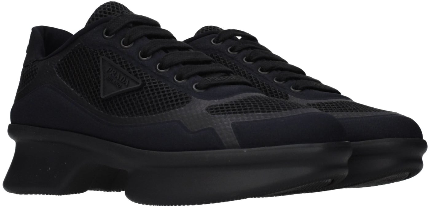 Prada Black Fabric Low Top Sneakers