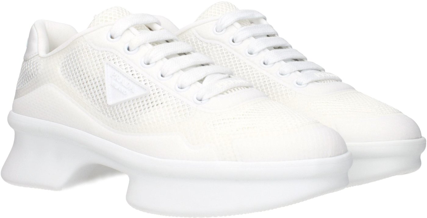 Prada White Fabric Low Top Sneakers