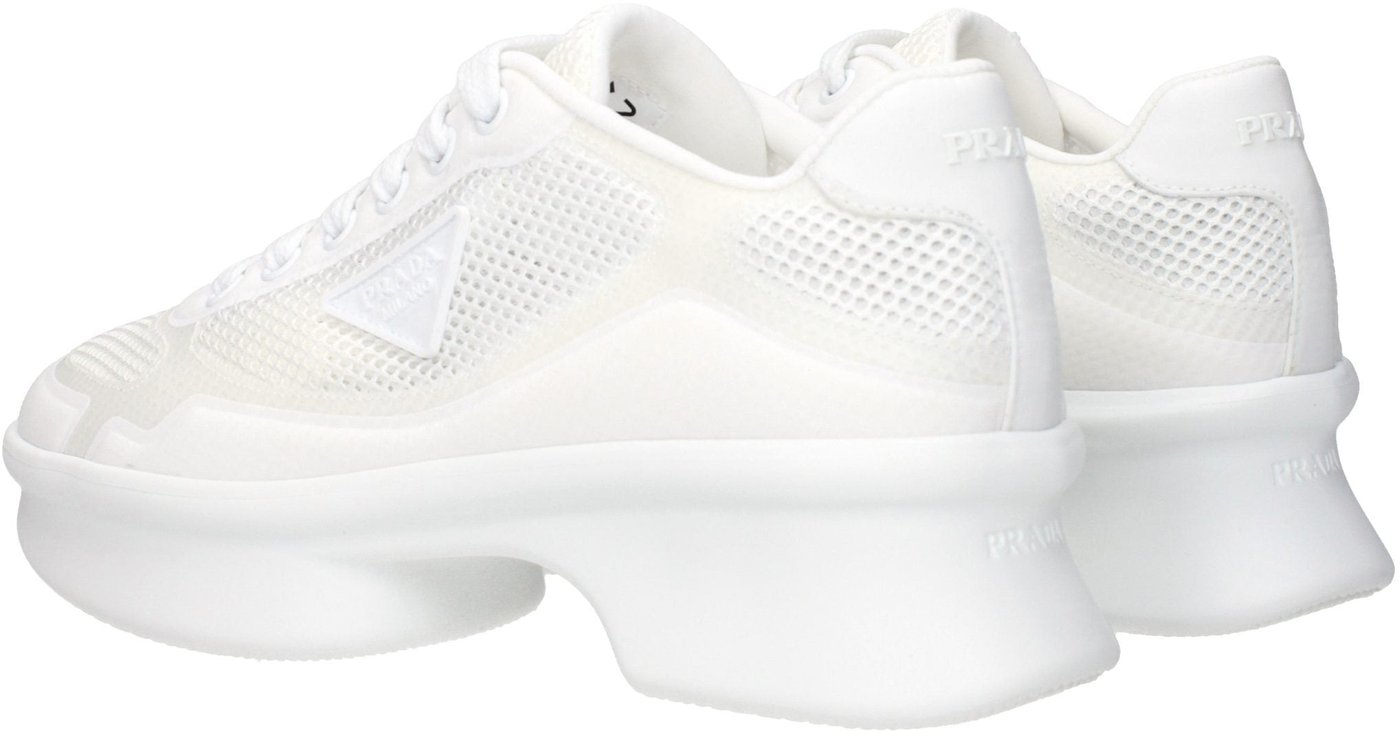 Prada White Fabric Low Top Sneakers