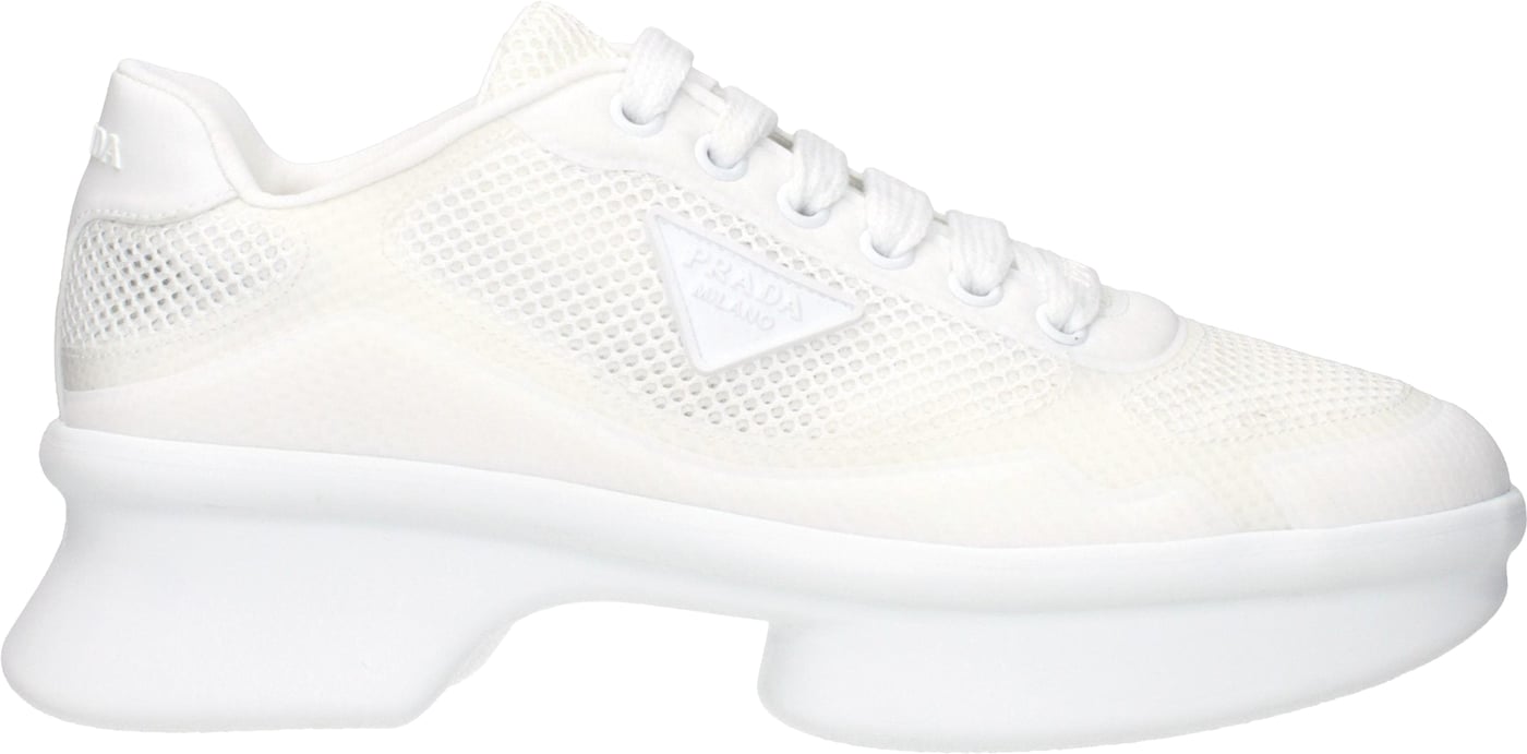 Prada White Fabric Low Top Sneakers