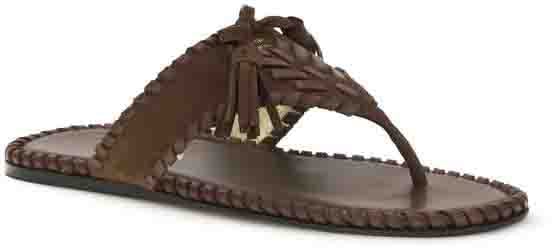 Prada Brown Calf Leather Bos Taurus Flat Sandals
