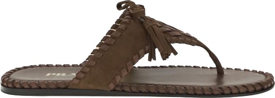 Prada Brown Calf Leather Bos Taurus Flat Sandals
