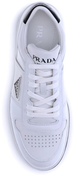 Prada White Calf Leather Bos Taurus Low Top Sneakers