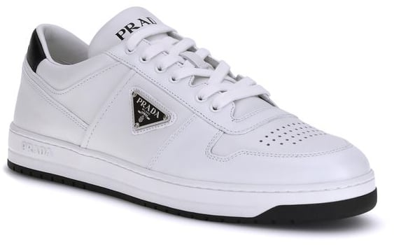 Prada White Calf Leather Bos Taurus Low Top Sneakers