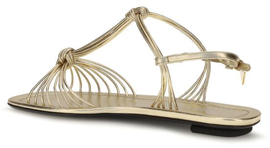 Prada Gold Calf Leather Bos Taurus Flat Sandals