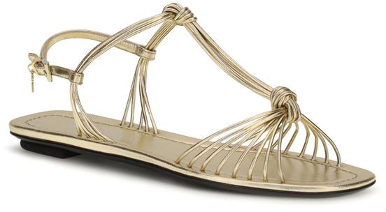 Prada Gold Calf Leather Bos Taurus Flat Sandals