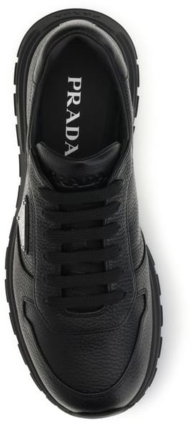 Prada Black Calf Leather Bos Taurus Athletic Sneakers