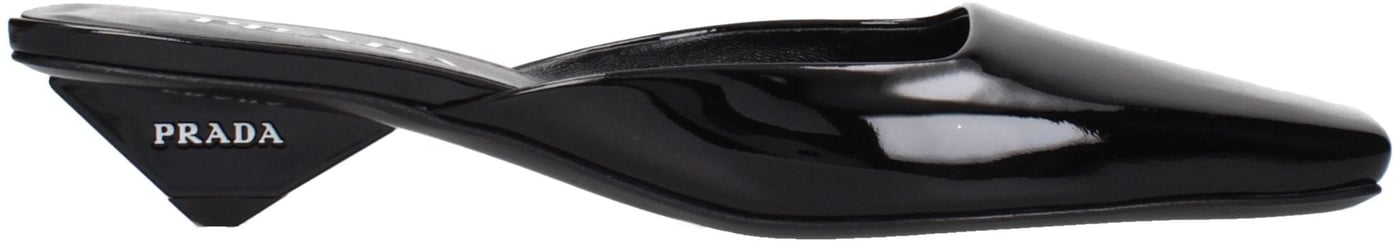 Prada Black Leather Flat Sandals