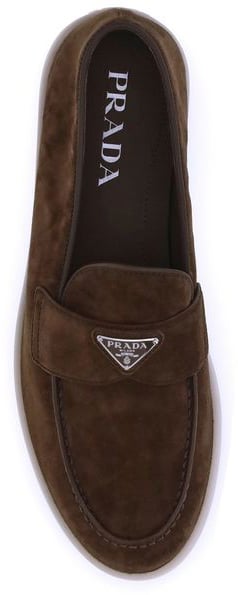 Prada Brown Calf Leather Bos Taurus Slip-On Loafers