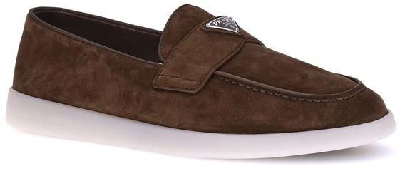 Prada Brown Calf Leather Bos Taurus Slip-On Loafers