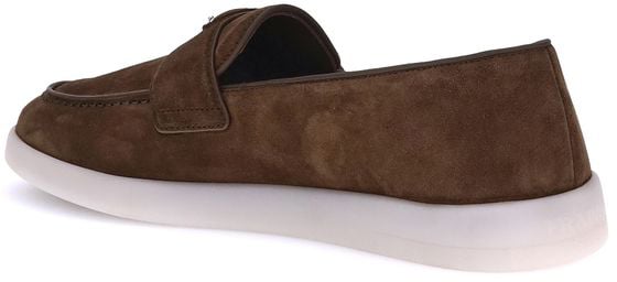 Prada Brown Calf Leather Bos Taurus Slip-On Loafers