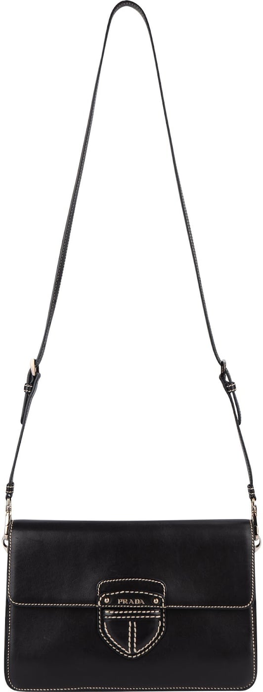 Prada Leather Contrast Stitch Flap Crossbody Bag