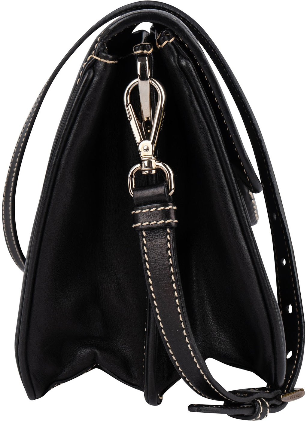 Prada Leather Contrast Stitch Flap Crossbody Bag