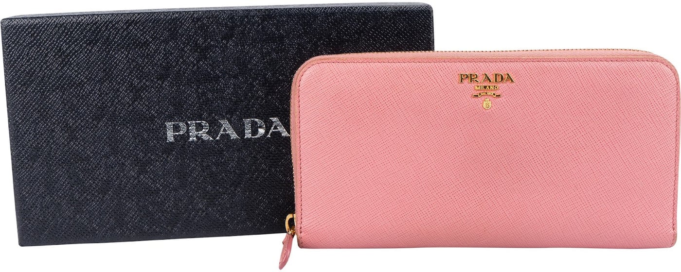 Prada Saffiano Leather Zip Around Wallet