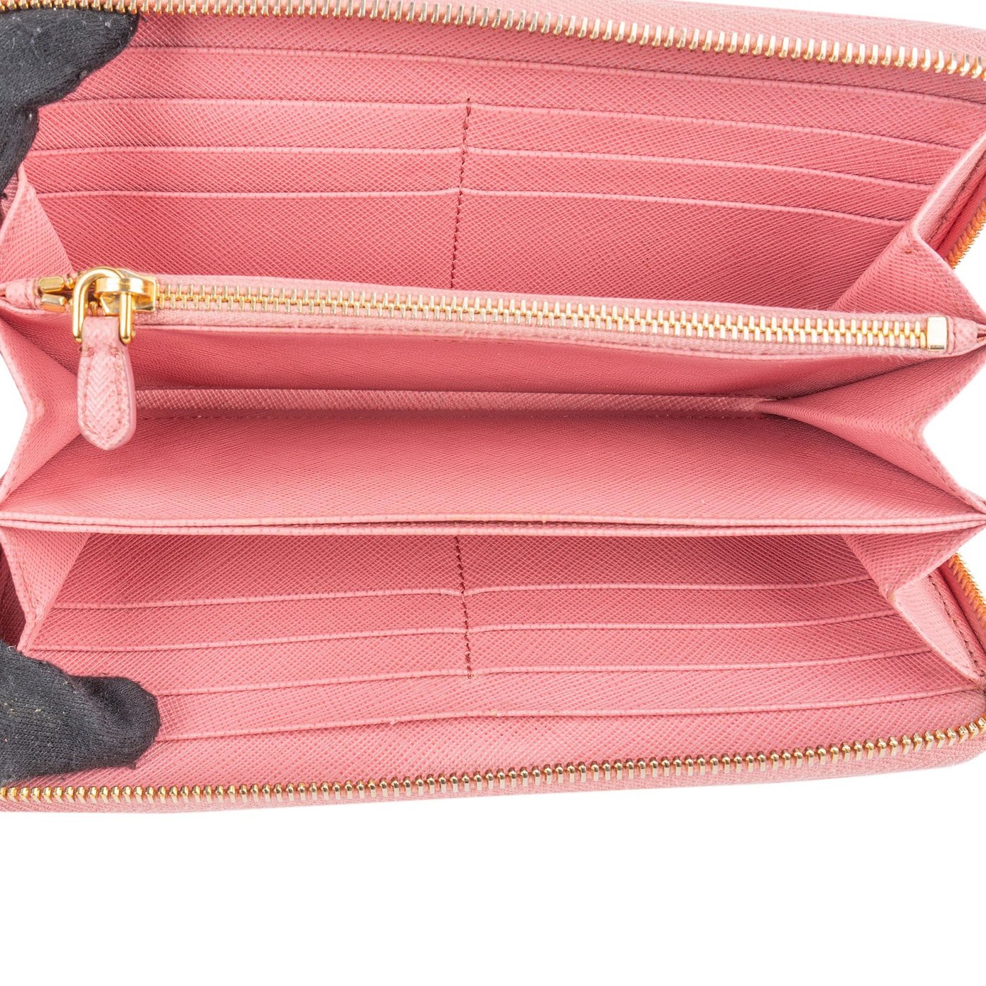 Prada Saffiano Leather Zip Around Wallet