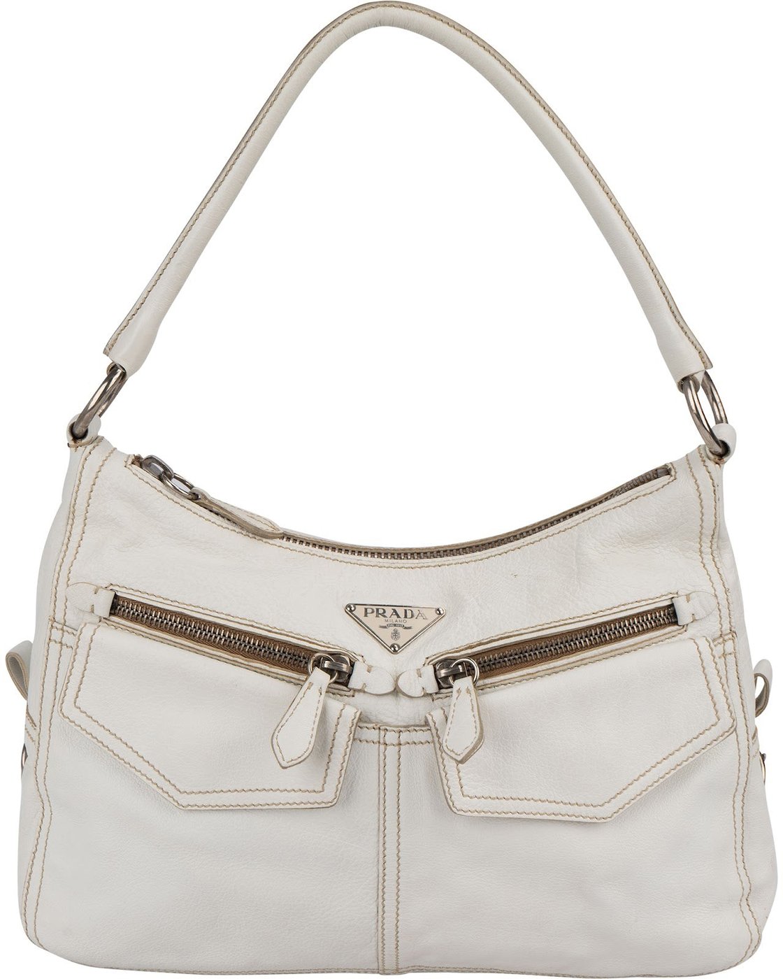 Prada Leather Double Pocket Triangle Shoulder Bag
