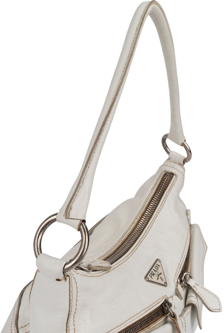 Prada Leather Double Pocket Triangle Shoulder Bag