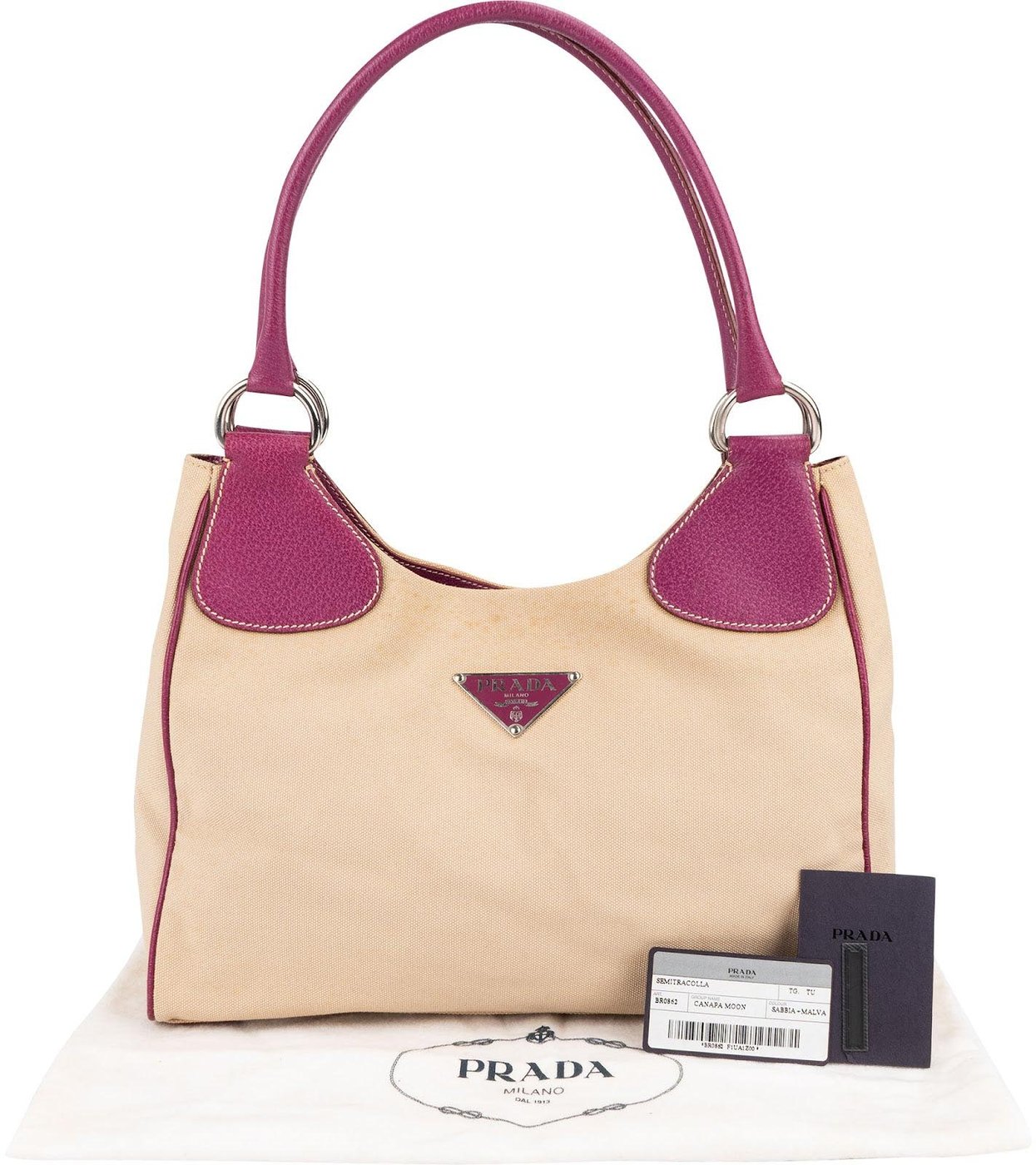 Prada Leather Semitracolla Triangle Shoulder Bag