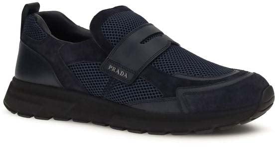 Prada Blue Calf Leather Bos Taurus Athletic Sneakers