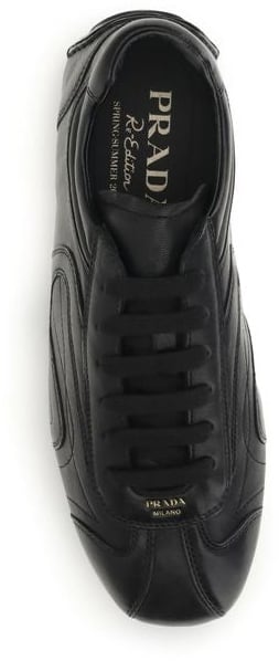 Prada Black Calf Leather Bos Taurus Low Top Sneakers