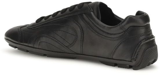 Prada Black Calf Leather Bos Taurus Low Top Sneakers