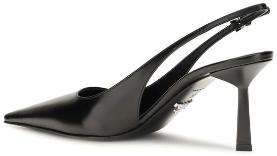 Black Pointed-Toe Slingback Pumps