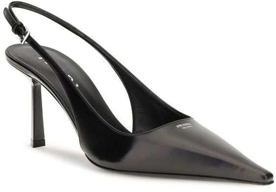 Black Pointed-Toe Slingback Pumps