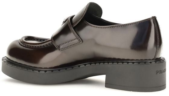 Prada Brown Calf Leather Bos Taurus Slip-On Loafers