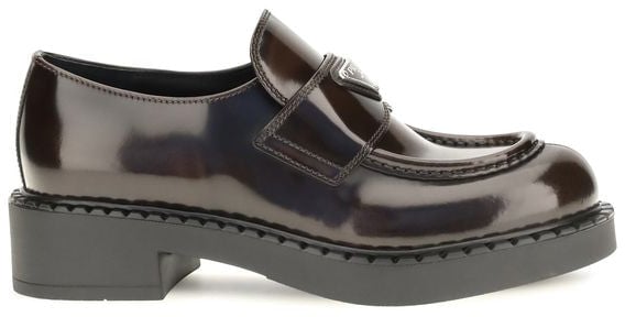 Prada Brown Calf Leather Bos Taurus Slip-On Loafers
