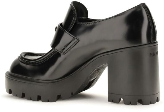 Prada Black Calf Leather Bos Taurus Platform Loafers