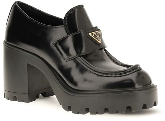 Prada Black Calf Leather Bos Taurus Platform Loafers