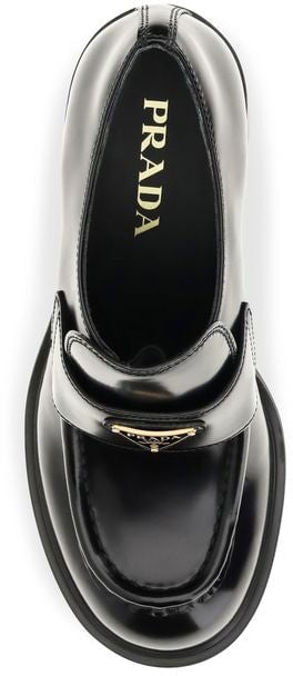 Prada Black Calf Leather Bos Taurus Platform Loafers