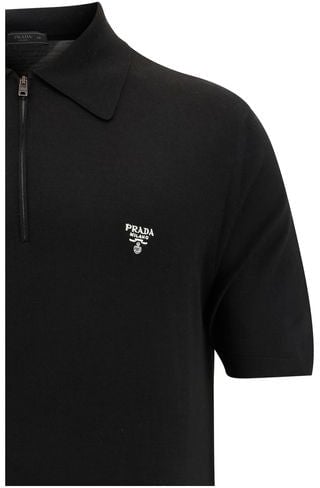 Prada Black Wool Oves Aries Polo Shirt