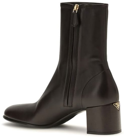 Black Metallic Detail Leather Ankle Boots